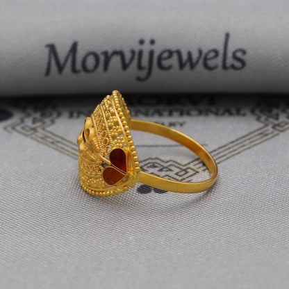 22k Gold Gold Ring, Dome Vintage Designer Unique New Solid Gold 22k Ring, Rajasthani Indian Jewelry, Filigree Oval Shape Ring, K6120