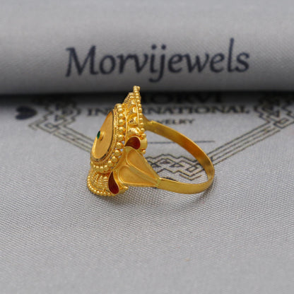 22k Gold Gold Ring, Vintage Designer Solid Gold 22k Ring, Rajasthani Indian Jewelry, Beautiful Women Gold Handmade Ring Jewelry, K6125