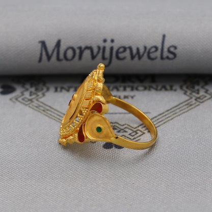 22k Gold Gold Ring, Vintage Designer Solid Gold 22k Ring, Rajasthani Indian Jewelry, Beautiful Women Gold Handmade Ring Jewelry, K6126