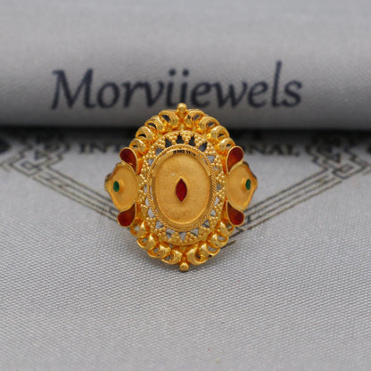 22k Gold Gold Ring, Vintage Designer Solid Gold 22k Ring, Rajasthani Indian Jewelry, Beautiful Women Gold Handmade Ring Jewelry, K6128
