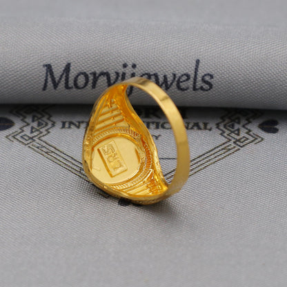 22k Gold Gold Ring, Hand engraved oval face gold ring, K6131