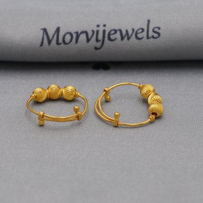 22k gold toe ring leg finger ring pair beads style, indian handmade gold jewelry for gift, K6133