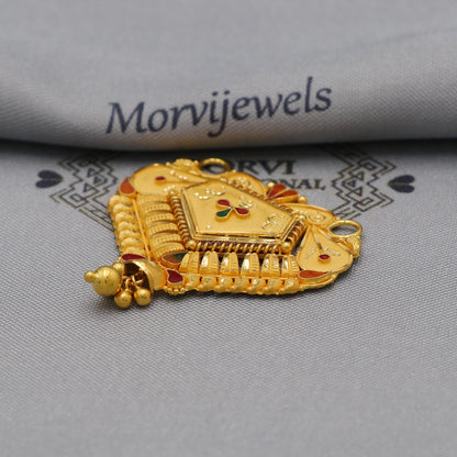 22k Yellow Gold Mangalsutra Pendant Necklace Handmade Indian Handmade Vintage Antique Design Jewelry, K6137