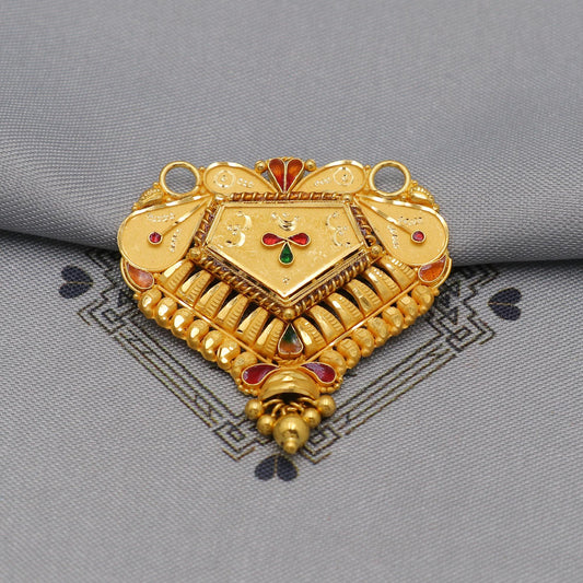 22k Yellow Gold Mangalsutra Pendant Necklace Handmade Indian Handmade Vintage Antique Design Jewelry, K6137