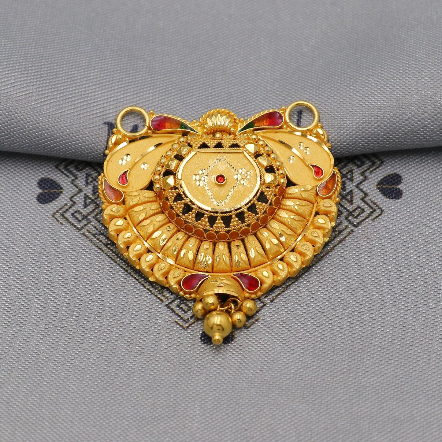 22k Yellow Gold Mangal sutra Pendant Handmade Indian Handmade Vintage Antique Design Jewelry, K6138