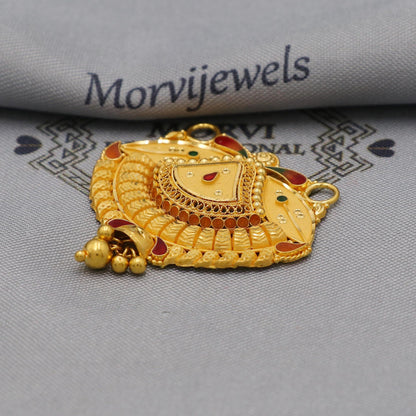 22k Yellow Gold Mangalsutra Pendant Necklace Handmade Indian Handmade Vintage Antique Design Jewelry, K6139