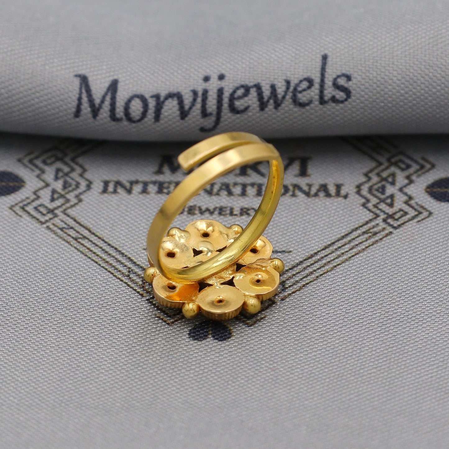 22k Gold Indian Ring, Handmade, Size adjustable US, Traditional Design, Authentic Indian Jewelry, K6141