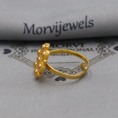 22k Gold Indian Ring, Handmade, Size adjustable US, Traditional Design, Authentic Indian Jewelry, K6141