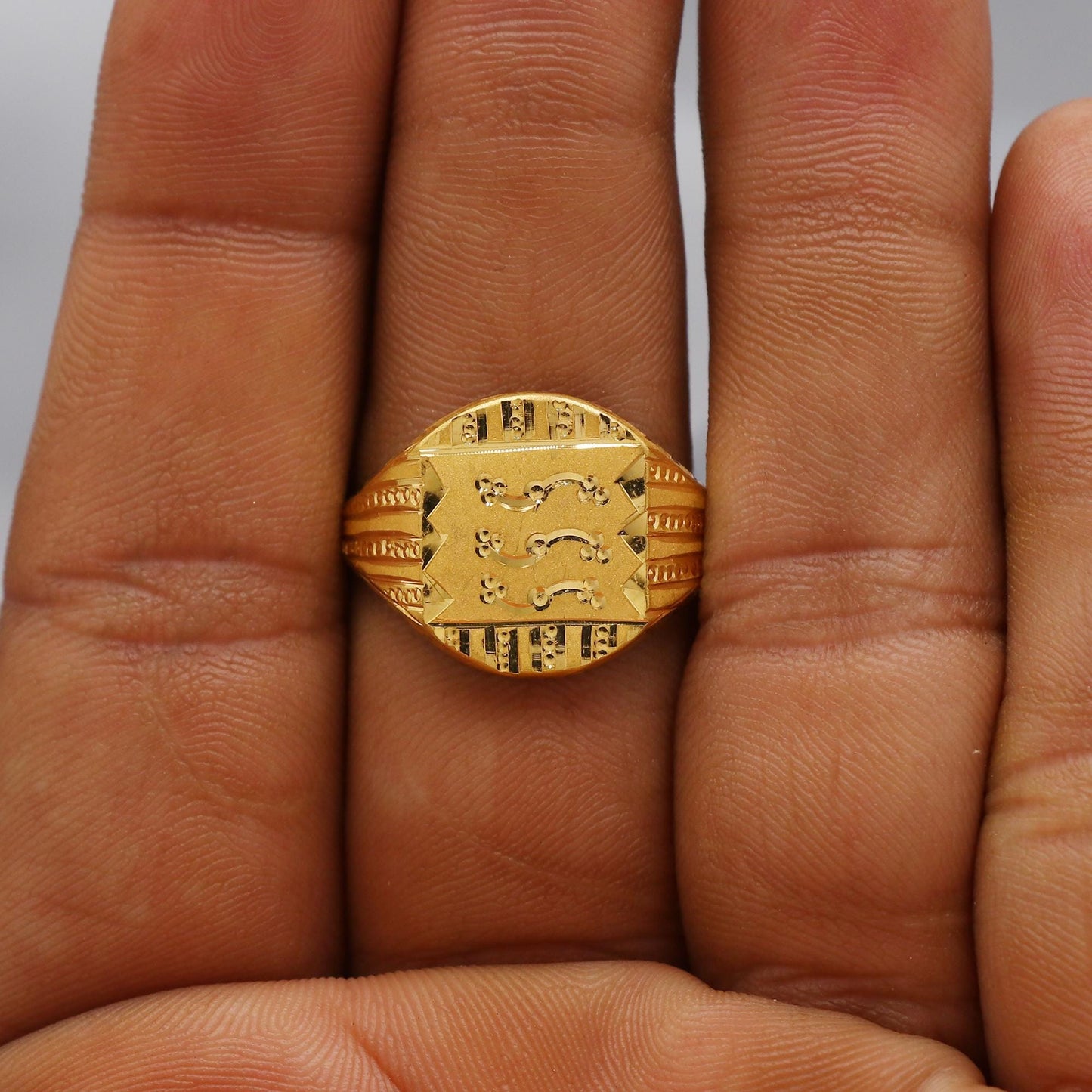 Engraved 22k Gold Handmade Ring Jewelry, K6161