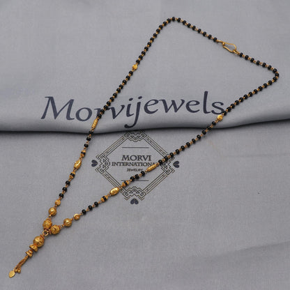 22k gold chain mangalsutra necklace with gold beads and black beads, Indian Wife Jewelry gift, K6472
