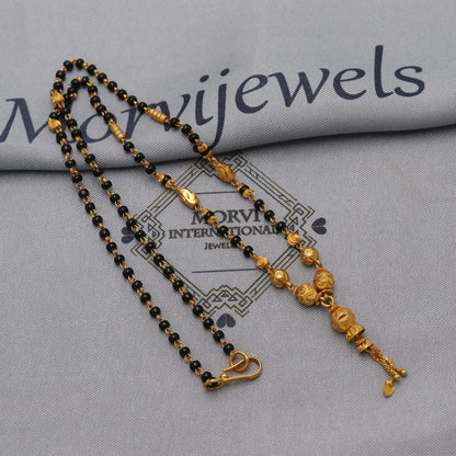 22k gold chain mangalsutra necklace with gold beads and black beads, Indian Wife Jewelry gift, K6472