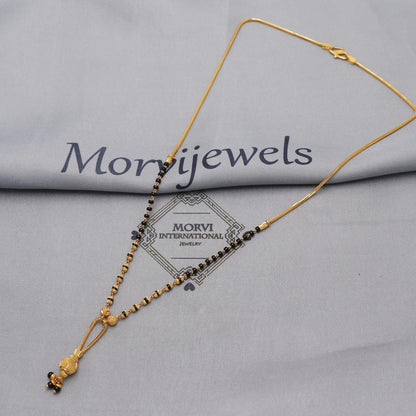 22k gold chain mangalsutra necklace with gold beads and black beads, Indian Wife Jewelry gift, K6473