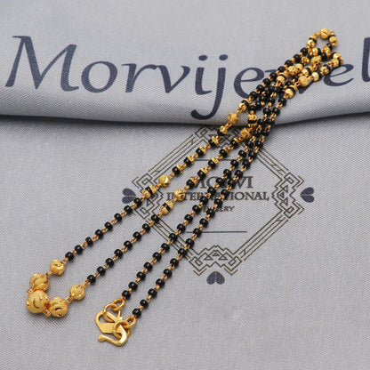 22k gold chain mangalsutra necklace with gold beads and black beads, Indian Wife Jewelry gift, K6474