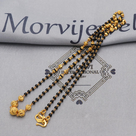 22k gold chain mangalsutra necklace with gold beads and black beads, Indian Wife Jewelry gift, K6474