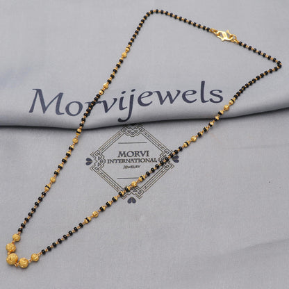 22k gold chain mangalsutra necklace with gold beads and black beads, Indian Wife Jewelry gift, K6474