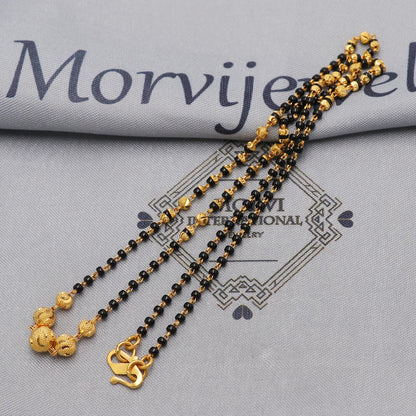 22k gold chain mangalsutra necklace with gold beads and black beads, Indian Wife Jewelry gift, K6474