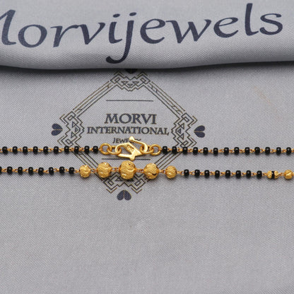 22k gold chain mangalsutra necklace with gold beads and black beads, Indian Wife Jewelry gift, K6474