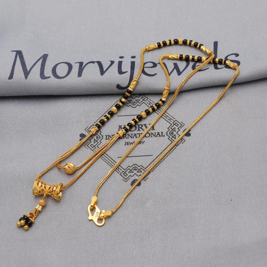22k gold chain mangalsutra necklace with gold beads and black beads, Indian Wife Jewelry gift, K6475