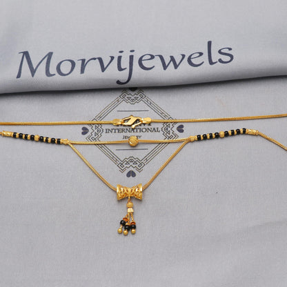22k gold chain mangalsutra necklace with gold beads and black beads, Indian Wife Jewelry gift, K6475