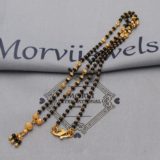 22k gold chain mangalsutra necklace with gold beads and black beads, Indian Wife Jewelry, Mangal Sutra Gifts for Wife,K6476