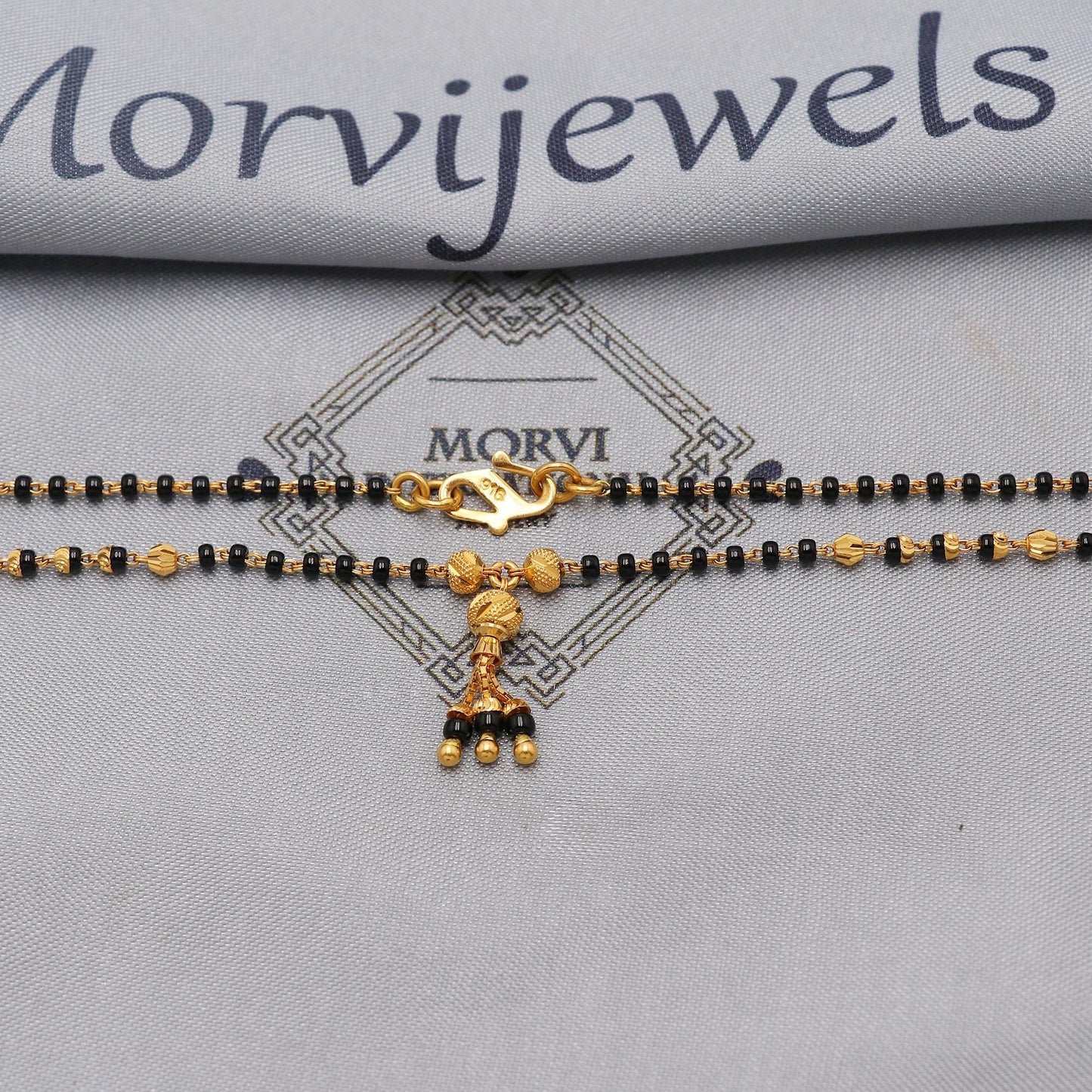 22k gold chain mangalsutra necklace with gold beads and black beads, Indian Wife Jewelry, Mangal Sutra Gifts for Wife,K6476
