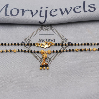 22k gold chain mangalsutra necklace with gold beads and black beads, Indian Wife Jewelry, Mangal Sutra Gifts for Wife,K6476