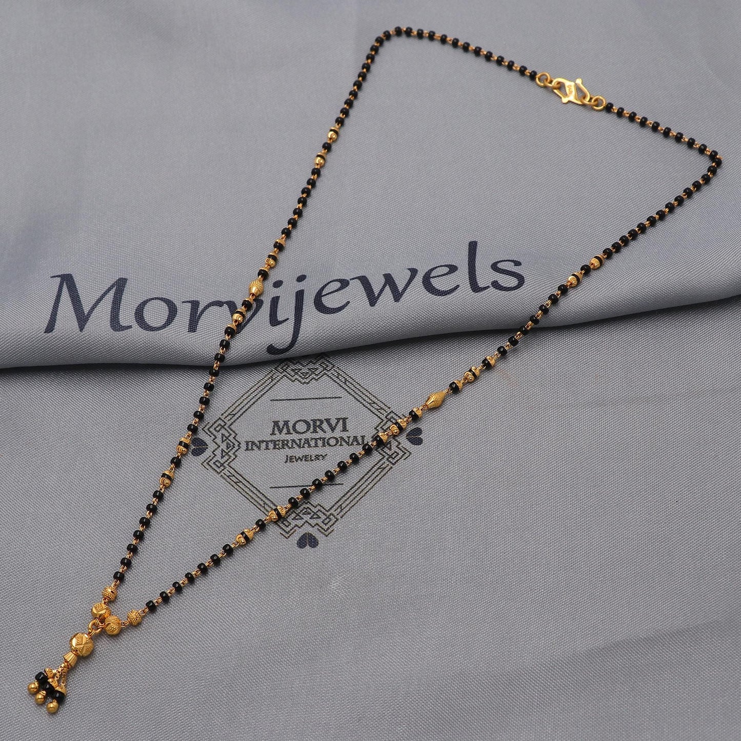 22k gold chain mangalsutra necklace with gold beads and black beads, Indian Wife Jewelry, Mangal Sutra Gifts for Wife, K6477