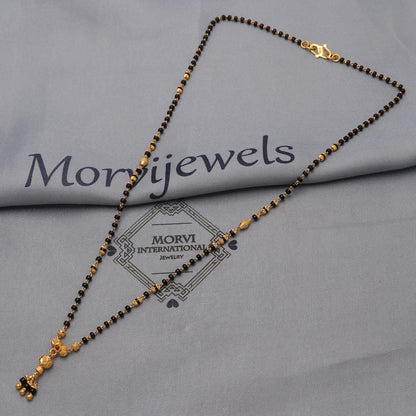 22k gold chain mangalsutra necklace with gold beads and black beads, Indian Wife Jewelry, Mangal Sutra Gifts for Wife, K6477