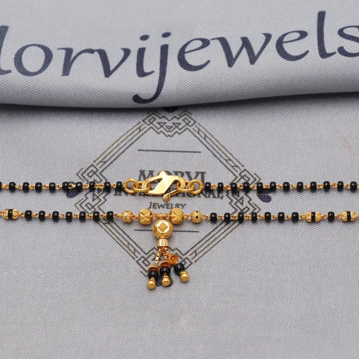 22k gold chain mangalsutra necklace with gold beads and black beads, Indian Wife Jewelry, Mangal Sutra Gifts for Wife, K6477