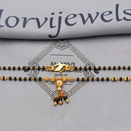 22k gold chain mangalsutra necklace with gold beads and black beads, Indian Wife Jewelry, Mangal Sutra Gifts for Wife, K6477