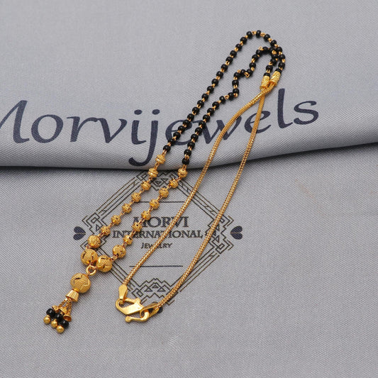 22k gold chain mangalsutra necklace with gold beads and black beads, Indian Wife Jewelry, Mangal Sutra Gifts for Wife, K6478