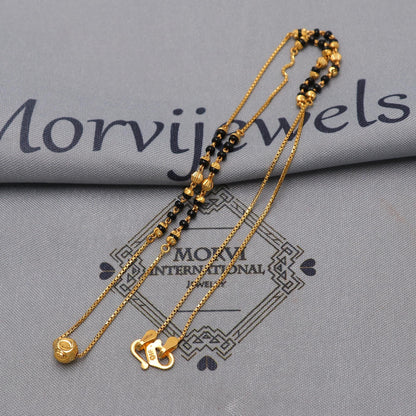 22k gold chain mangalsutra necklace with gold beads and black beads, Indian Wife Jewelry, Mangal Sutra Gifts for Wife, K6479