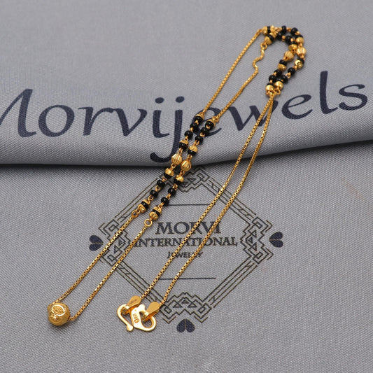 22k gold chain mangalsutra necklace with gold beads and black beads, Indian Wife Jewelry, Mangal Sutra Gifts for Wife, K6479