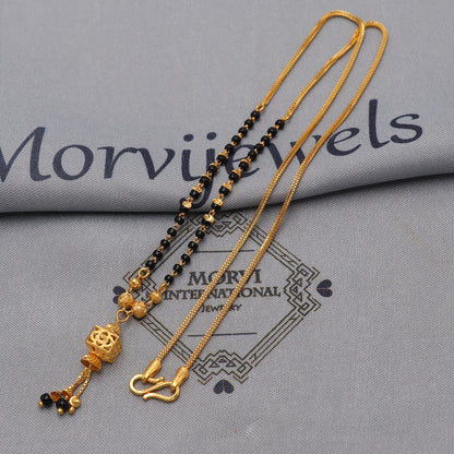 Indian 22k gold chain mangalsutra necklace with gold beads and black beads, Wife Jewelry, Mangal Sutra Gifts for Wife, K6480