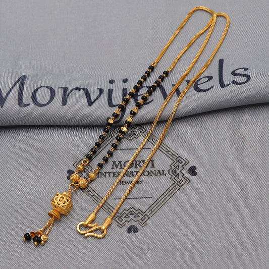 Indian 22k gold chain mangalsutra necklace with gold beads and black beads, Wife Jewelry, Mangal Sutra Gifts for Wife, K6480