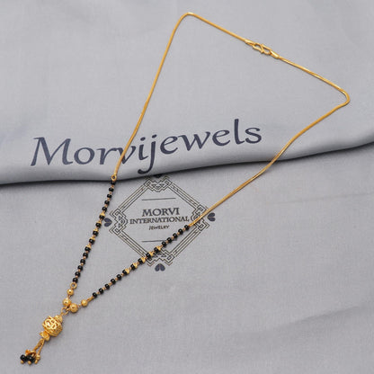 Indian 22k gold chain mangalsutra necklace with gold beads and black beads, Wife Jewelry, Mangal Sutra Gifts for Wife, K6480