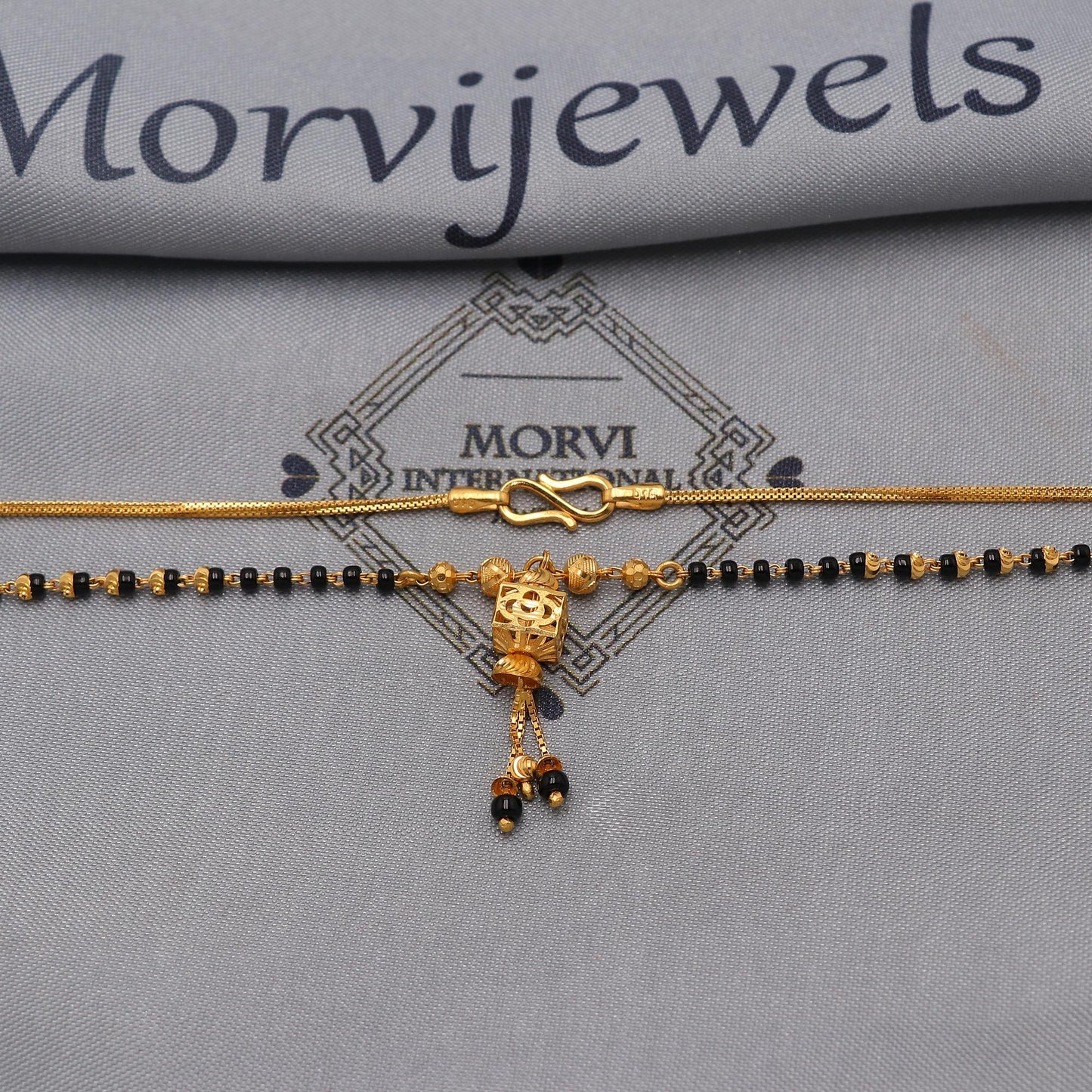 Indian 22k gold chain mangalsutra necklace with gold beads and black beads, Wife Jewelry, Mangal Sutra Gifts for Wife, K6480