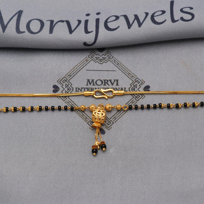 Indian 22k gold chain mangalsutra necklace with gold beads and black beads, Wife Jewelry, Mangal Sutra Gifts for Wife, K6480