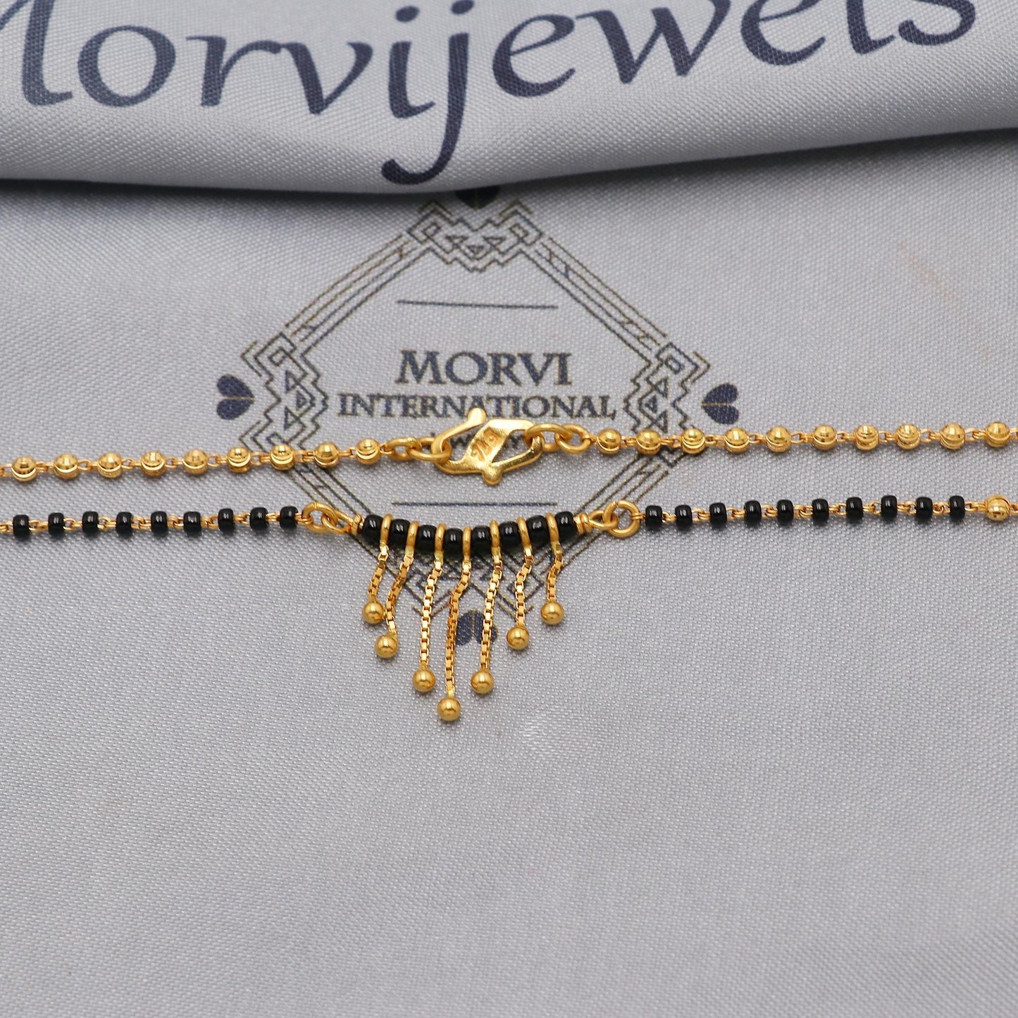 Indian 22k gold chain mangalsutra necklace with diamond cut gold beads and black beads, Wife Jewelry, Mangal Sutra Gifts for Wife, K6481