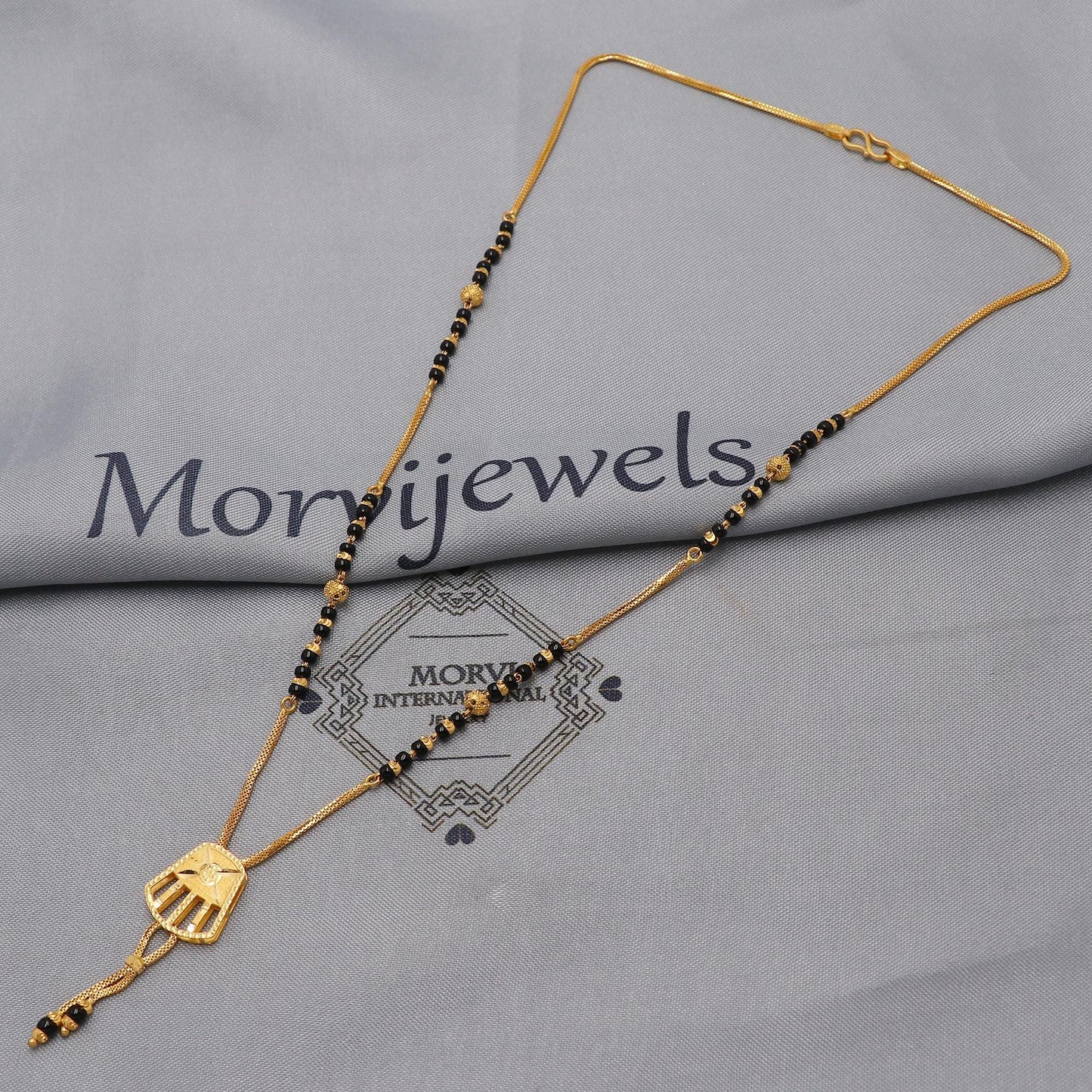 Indian 22k gold chain mangalsutra chain necklace with gold beads and black beads, Wife Jewelry, Mangal Sutra Gifts for Wife, K6482