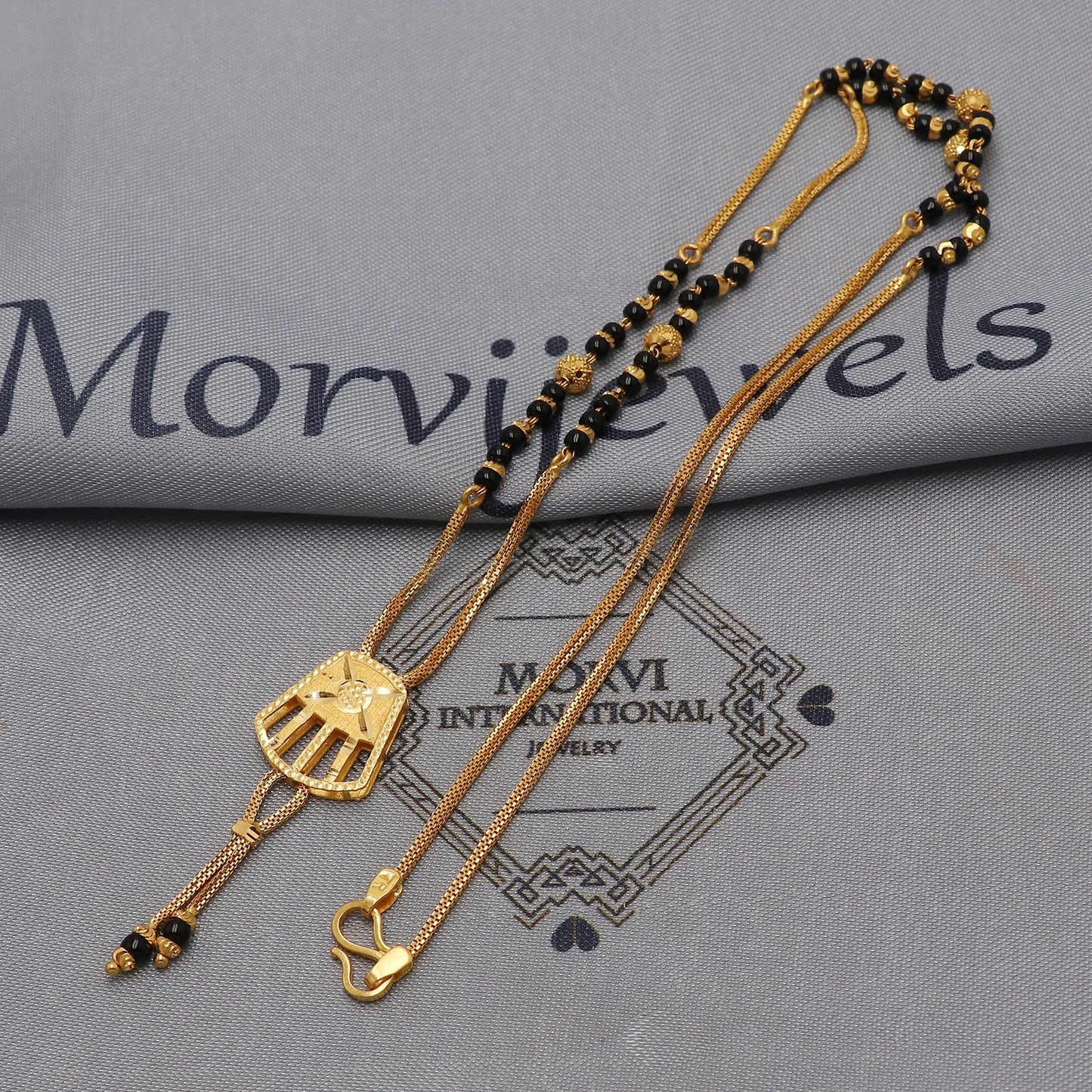 Indian 22k gold chain mangalsutra chain necklace with gold beads and black beads, Wife Jewelry, Mangal Sutra Gifts for Wife, K6482