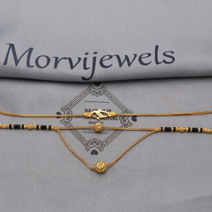 Indian 22k gold chain mangalsutra box chain necklace with gold beads and black beads, Wife Jewelry, Mangal Sutra Gifts for Wife, K6483