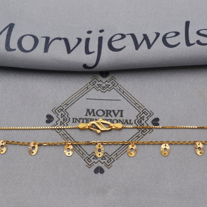22kt 22k gold chain mangalsutra box chain necklace with Tiny charms and black beads, Wife Jewelry, Mangal Sutra Gifts for Wife, K6485