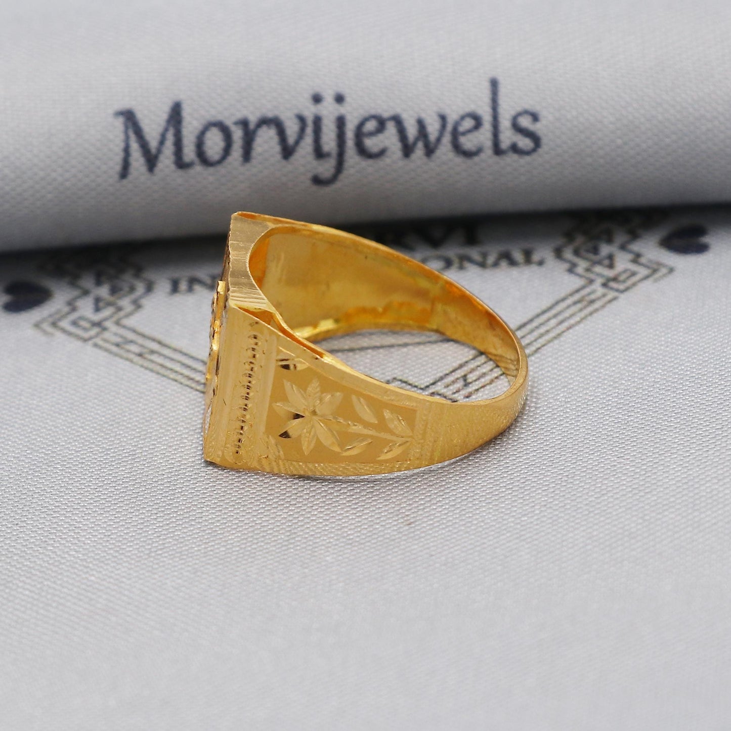 Lord Rama’s Dhanush Hand Carved Bow 22k Gold Gold Ring, K6167