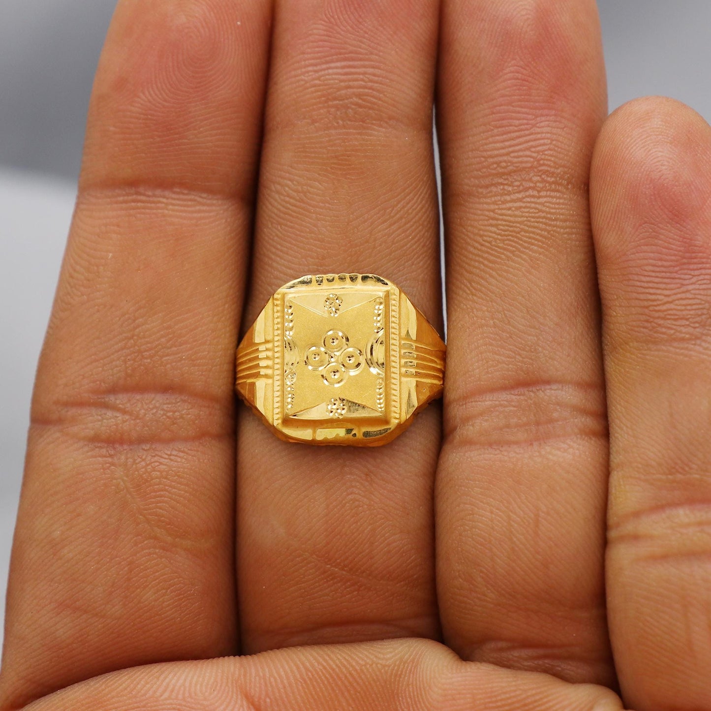 Solid 22k Yellow Gold Ring Size 6 7 8 and All Size, 22k Gold Handmade Ring, Indian Gold Ring, K6170