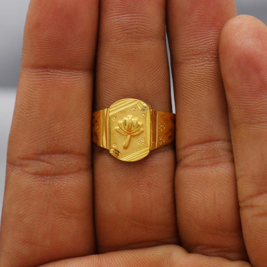 Flower Solid 22k Yellow Gold Ring Size 6 7 8 and All Size, 22k Gold Handmade Ring, Indian Gold Ring, K6172