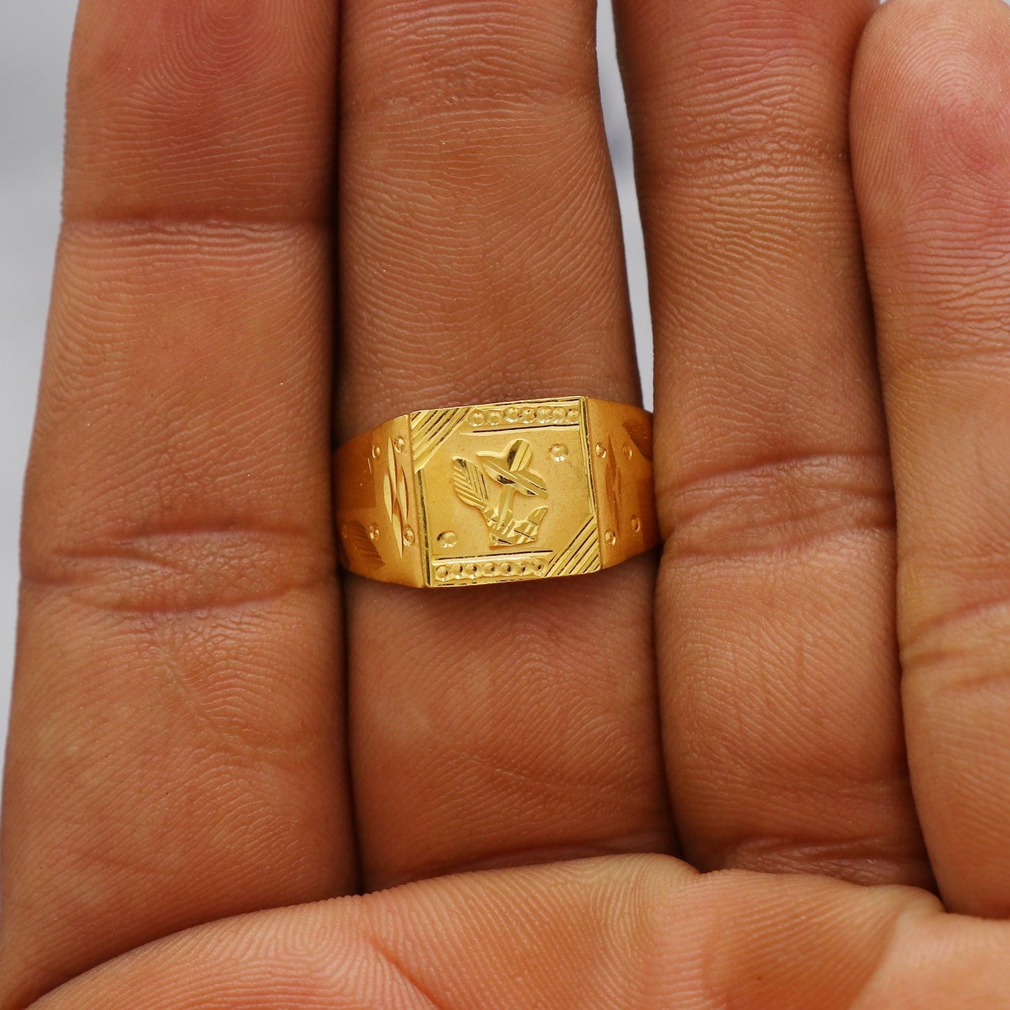 Flower Solid 22k Yellow Gold Ring Size 6 7 8 and All Size, 22k Gold Handmade Ring, Indian Gold Ring, K6175