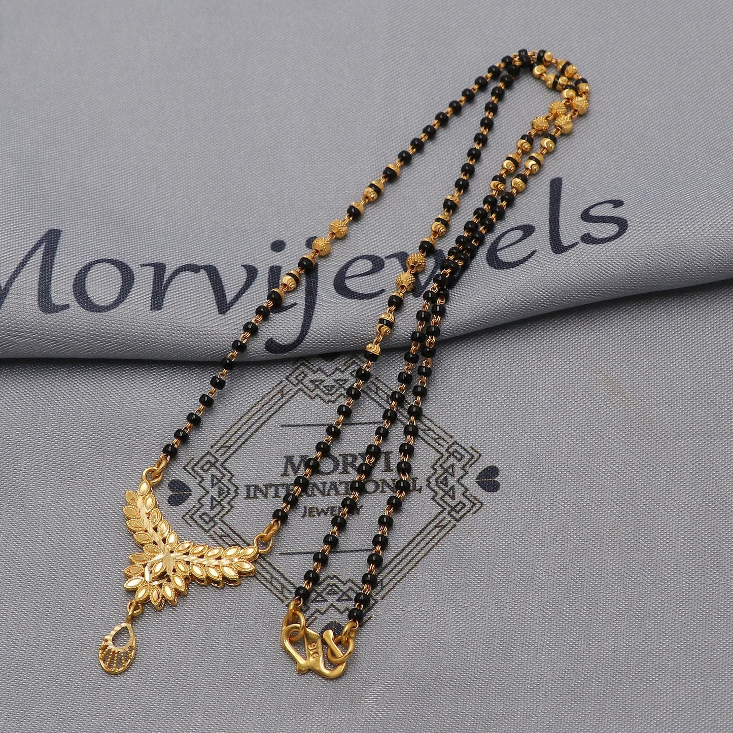 22kt 22k gold chain mangalsutra black beaded chain necklace, Wife Necklace Jewelry, Mangal Sutra Gifts for Wife, K6486