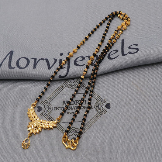 22kt 22k gold chain mangalsutra black beaded chain necklace, Wife Necklace Jewelry, Mangal Sutra Gifts for Wife, K6486