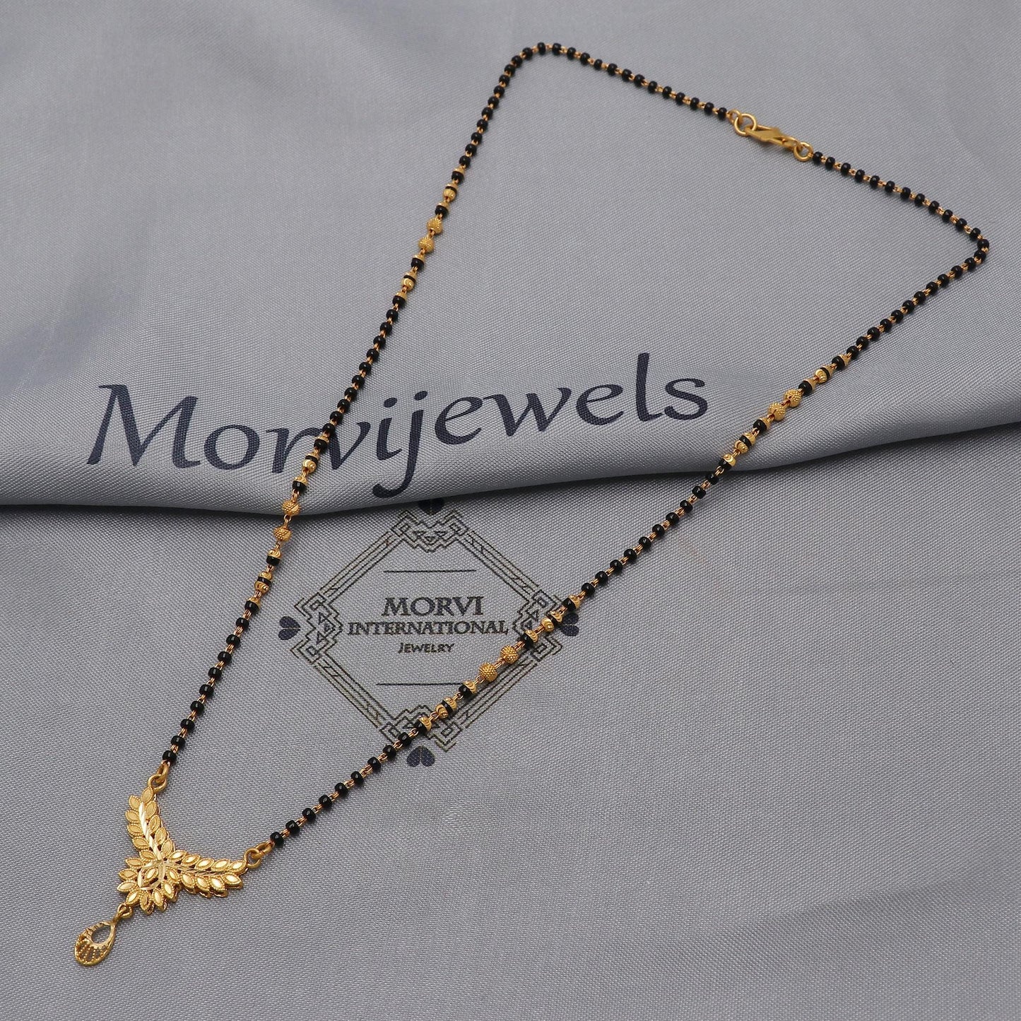 22kt 22k gold chain mangalsutra black beaded chain necklace, Wife Necklace Jewelry, Mangal Sutra Gifts for Wife, K6486